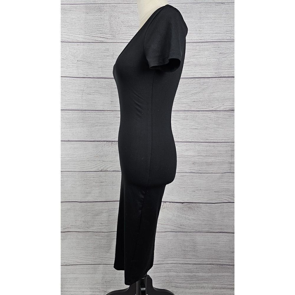 Leith from Nordstrom V-Neck Short Sleeve Bodycon Dress Black Size X-Small - Picture 4 of 8